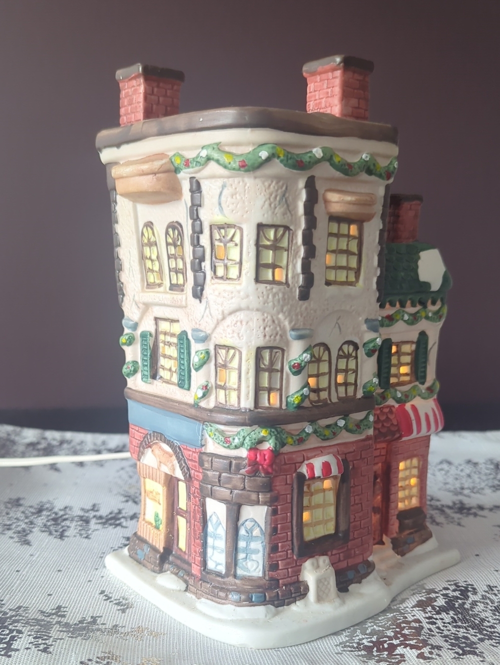 Decorville Tall 3; Storey Victorian Porcelain Christmas Village House Building